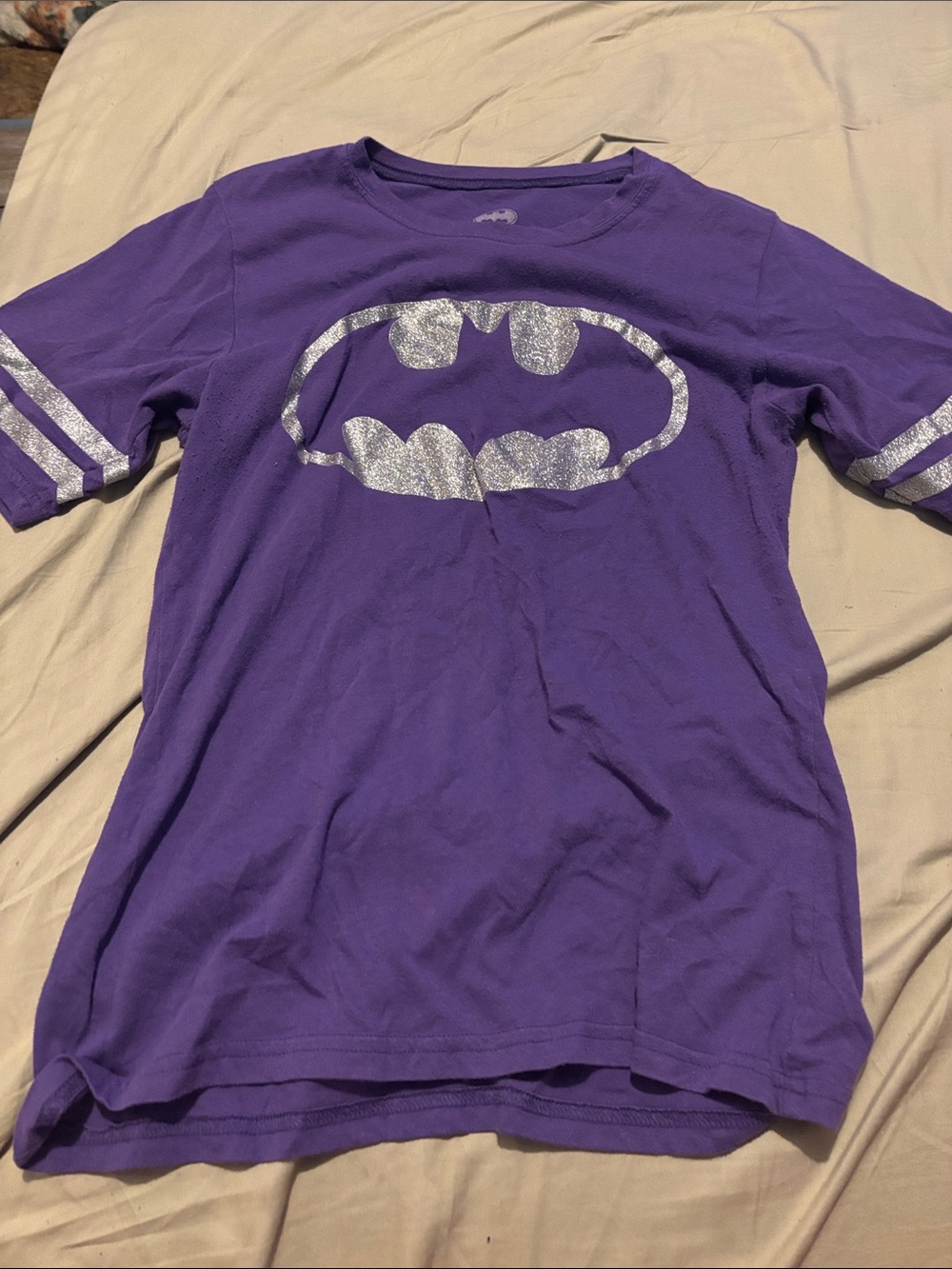 Batman Purple Tee with Silver Bat Emblem